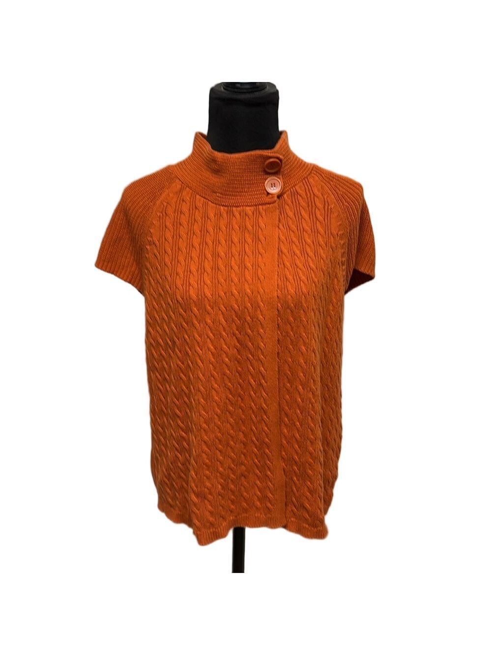 Christopher & Banks Cable Knit Short Sleeve Sweater Orange Size L